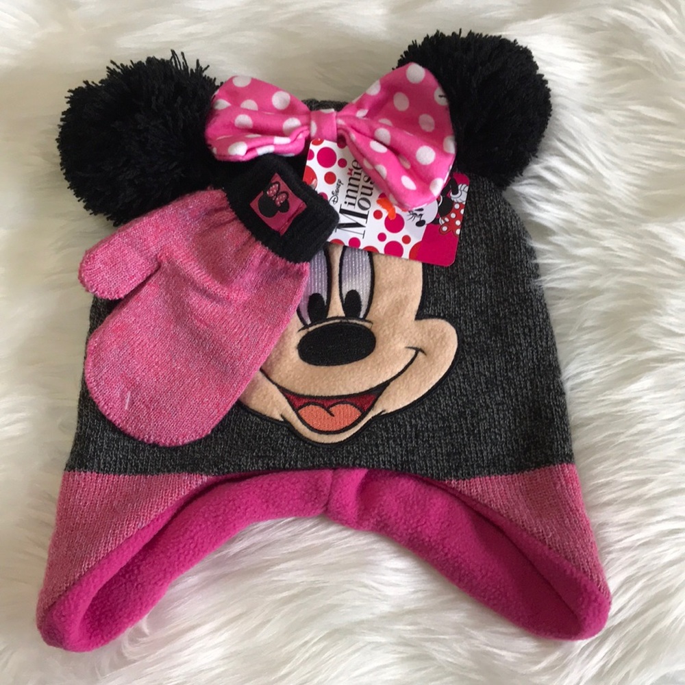 Disney Minnie Mouse Hat and mitten set NWT
